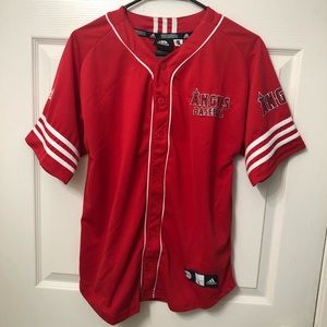 Adidas ANGELS Baseball Jersey Red White MLBPA #47 Kendrick Kids Size Large 14/16